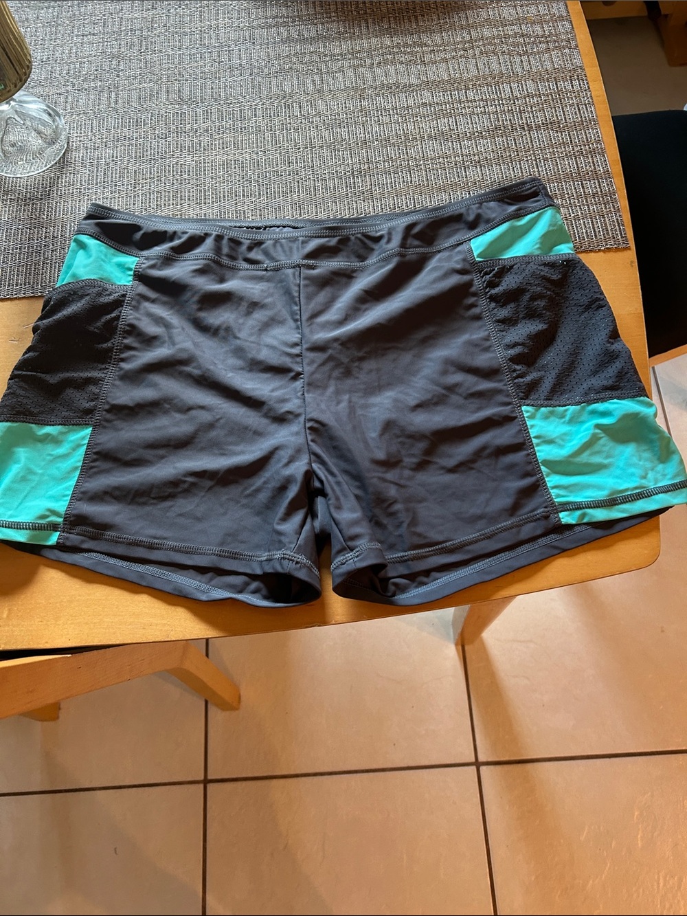 Athletic Performance Shorts in Charcoal with Teal Accents